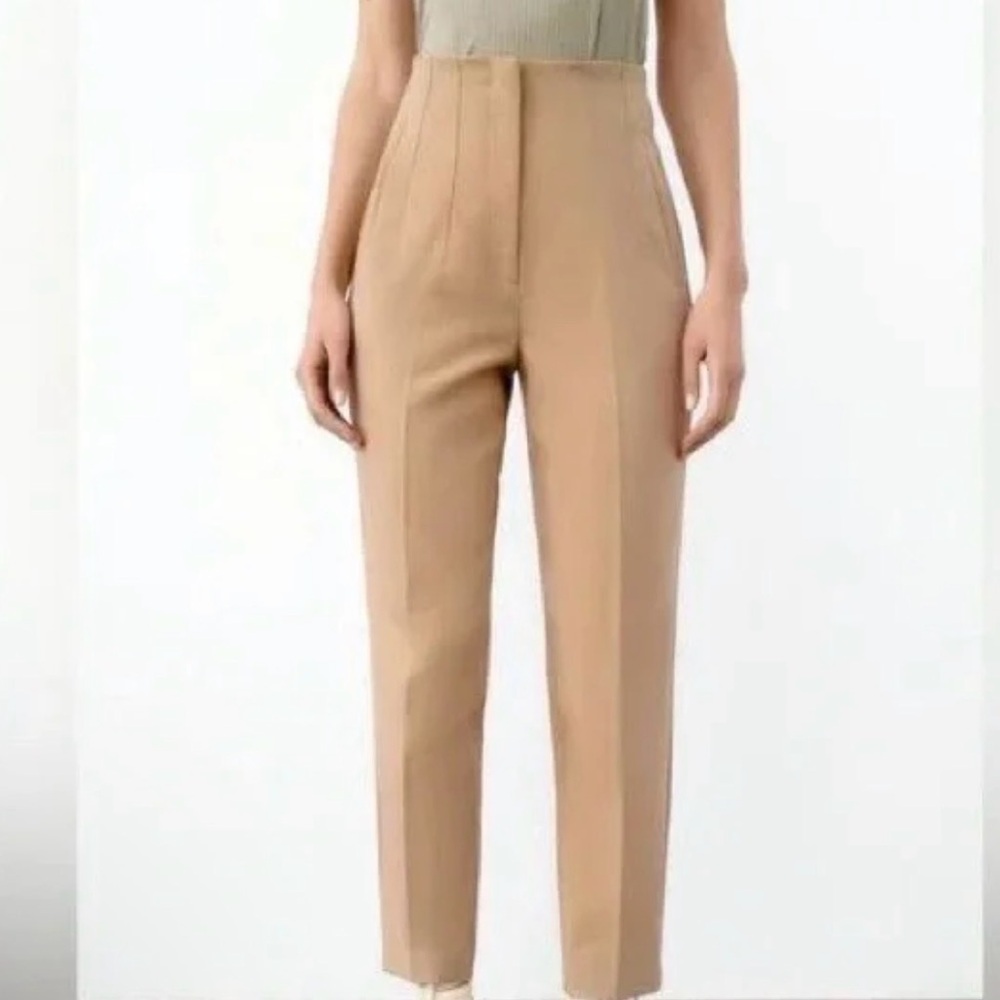 Zara Camel Tailored Ankle Trousers Work Pants Size S